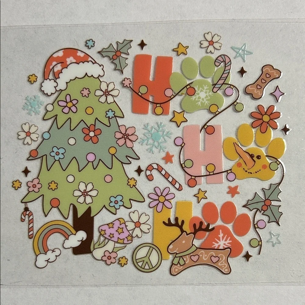 Dog Paw Ho Ho Ho Cup Decal D25